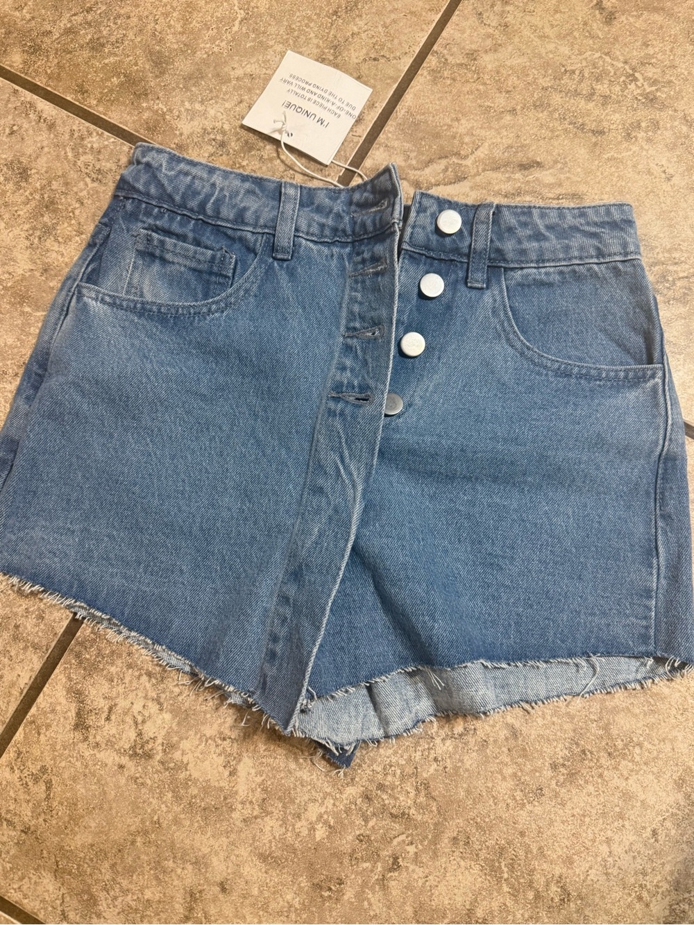 NWT Button-Front High-Rise Blue Denim Jean Skort